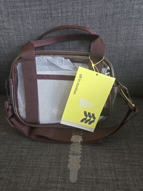 NWT All In Motion Clear Stadium Crossbody Bag with Brown Trim